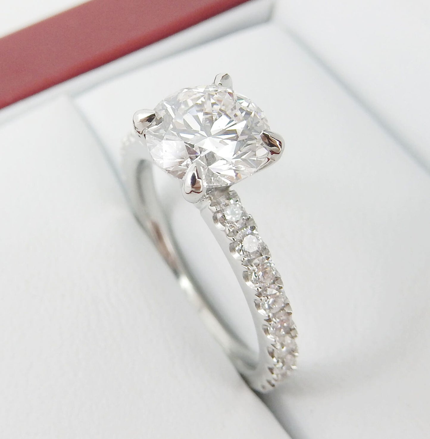 19K White Gold 1.30 CTW Round Diamond Pave Engagement Ring