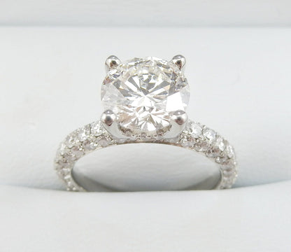 19K White Gold 1.70 CTW Round Diamond Pavé Engagement Ring