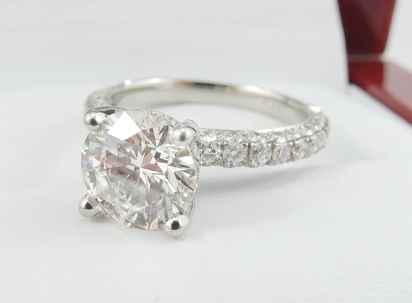 19K White Gold 1.70 CTW Round Diamond Pavé Engagement Ring