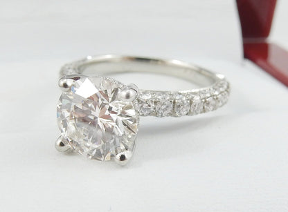 19K White Gold 1.70 CTW Round Diamond Pavé Engagement Ring