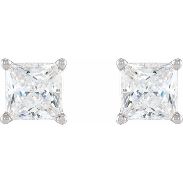 14K White Gold 0.75 CTW Princess Prong-Set Diamond Stud Earrings