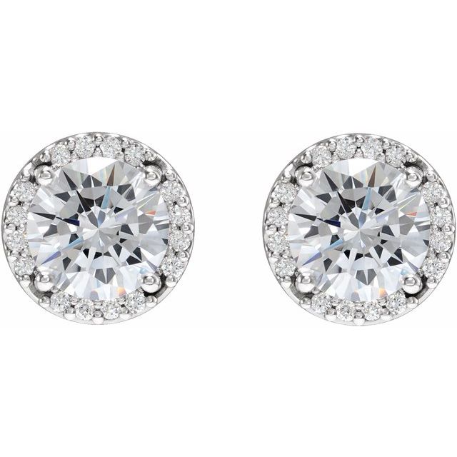 Platinum 0.50 CTW Round Halo Diamond Stud Earrings