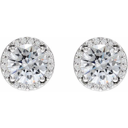 Platinum 0.50 CTW Round Halo Diamond Stud Earrings