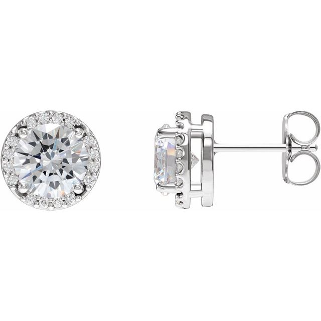 Platinum 0.50 CTW Round Halo Diamond Stud Earrings
