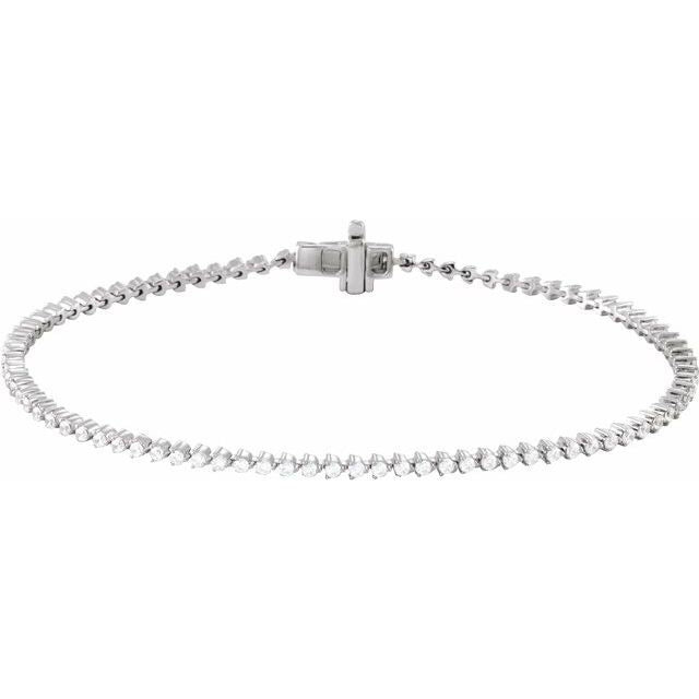 14K White Gold 1.50 CTW Round Prong-Set Diamond Tennis Bracelet