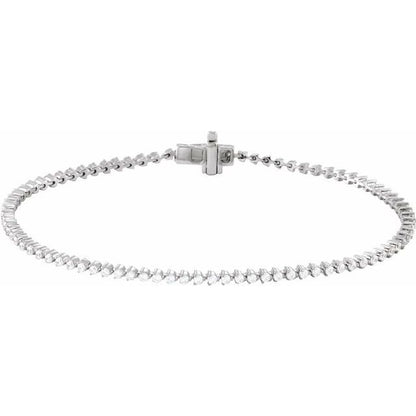 14K White Gold 1.50 CTW Round Prong-Set Diamond Tennis Bracelet