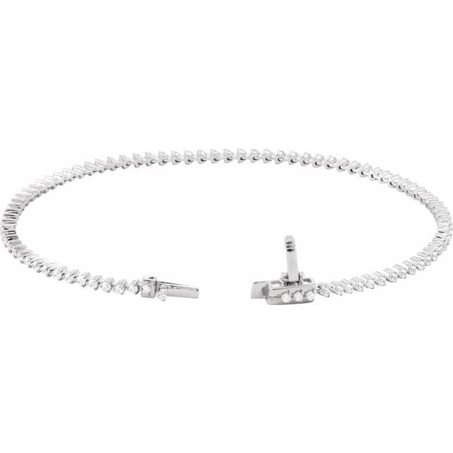 14K White Gold 1.50 CTW Round Prong-Set Diamond Tennis Bracelet