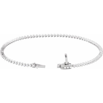 14K White Gold 1.50 CTW Round Prong-Set Diamond Tennis Bracelet