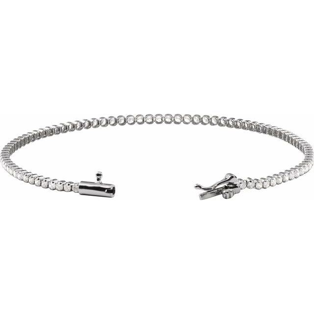 14K White Gold 1.63 CTW Round Diamond Line Bracelet