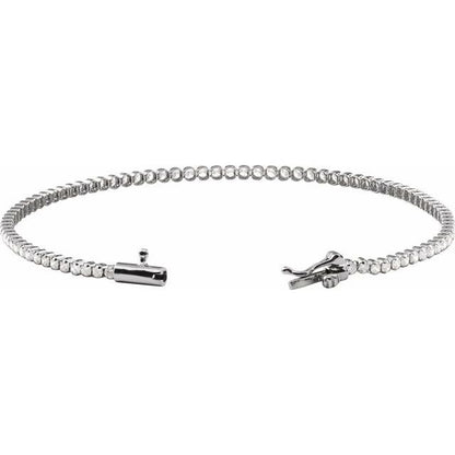 14K White Gold 1.63 CTW Round Diamond Line Bracelet