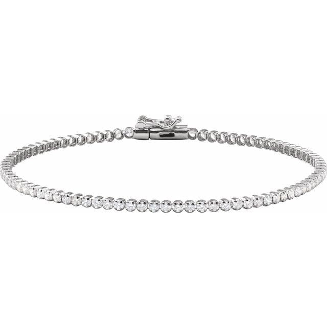 14K White Gold 1.63 CTW Round Diamond Line Bracelet