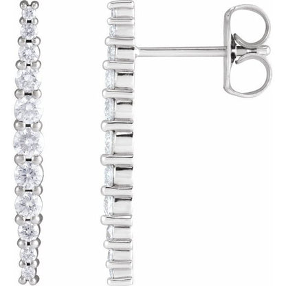 14K White Gold 0.38 CTW Round Prong-Set Diamond Graduated Drop Earrings