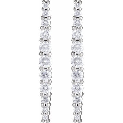 14K White Gold 0.38 CTW Round Prong-Set Diamond Graduated Drop Earrings