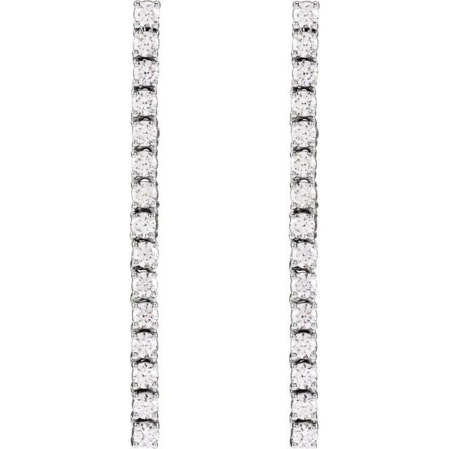 14K White Gold 0.75 CTW Round Prong-Set Diamond Drop Earrings