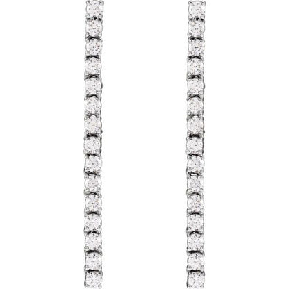 14K White Gold 0.75 CTW Round Prong-Set Diamond Drop Earrings