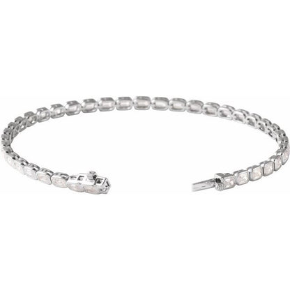 14K White Gold 6.25 CTW Emerald Cut Bezel Lab Grown Diamond Line Bracelet