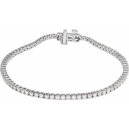 14K White Gold 2.00 CTW Round Prong-Set Lab Grown Diamond Line Bracelet