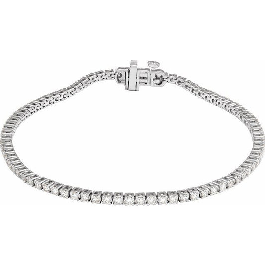 14K White Gold 2.00 CTW Round Prong-Set Lab Grown Diamond Line Bracelet
