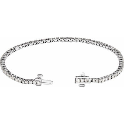 14K White Gold 2.00 CTW Round Prong-Set Lab Grown Diamond Line Bracelet