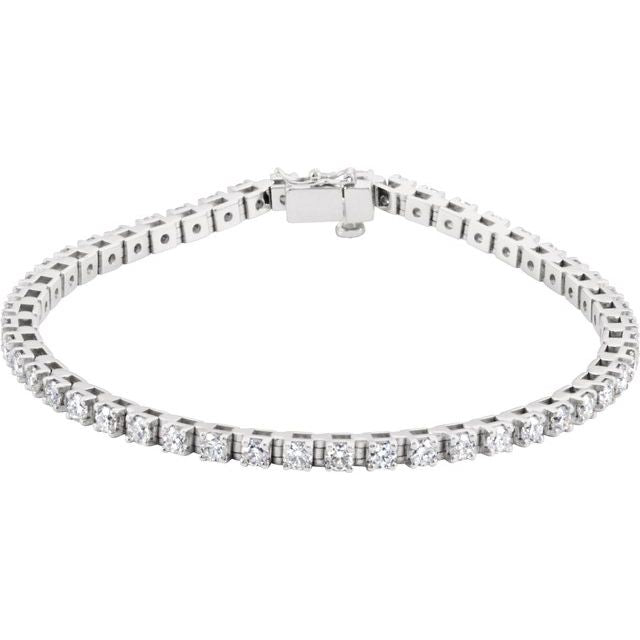 14K White Gold 3.38 CTW Round Diamond Tennis Bracelet