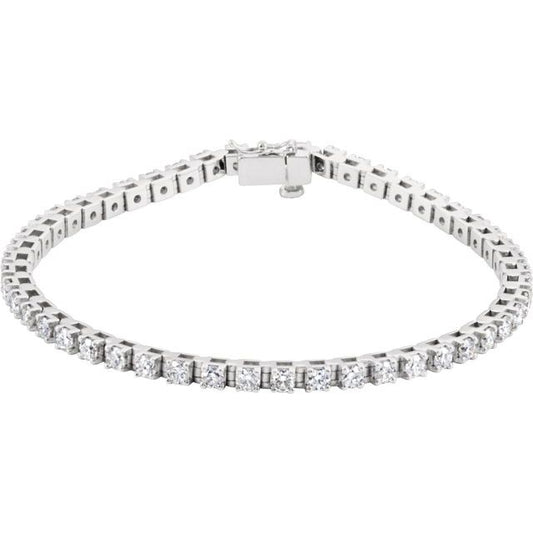 14K White Gold 3.38 CTW Round Diamond Tennis Bracelet