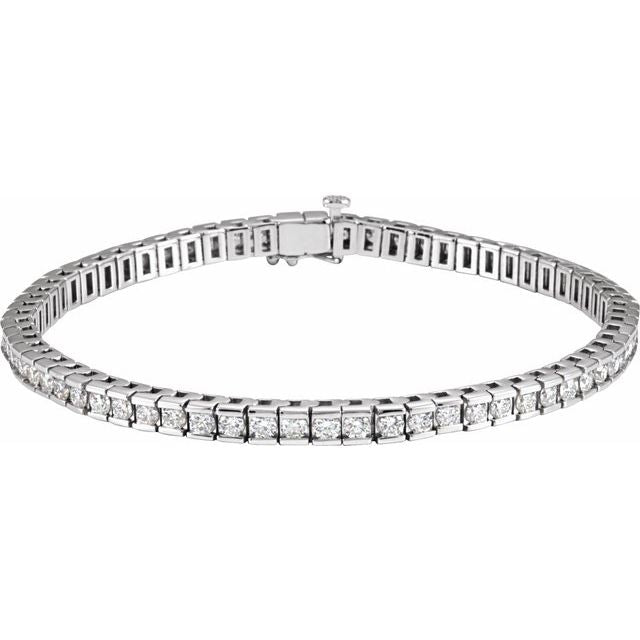 14K White Gold 4.00 CTW Round Diamond Box-Set Tennis Bracelet