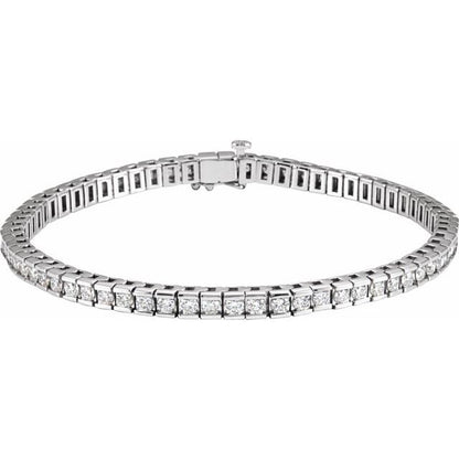 14K White Gold 4.00 CTW Round Diamond Box-Set Tennis Bracelet