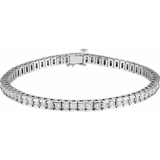 14K White Gold 4.00 CTW Round Diamond Box-Set Tennis Bracelet