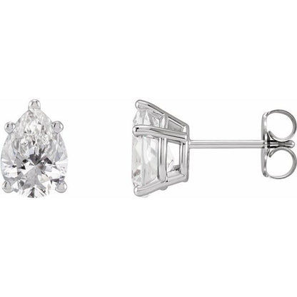 14K White Gold 0.63 CTW Pear Prong-Set Diamond Stud Earrings