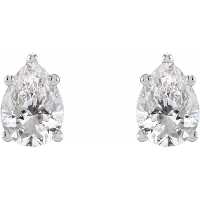 14K White Gold 0.63 CTW Pear Prong-Set Diamond Stud Earrings