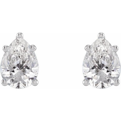 14K White Gold 0.63 CTW Pear Prong-Set Diamond Stud Earrings