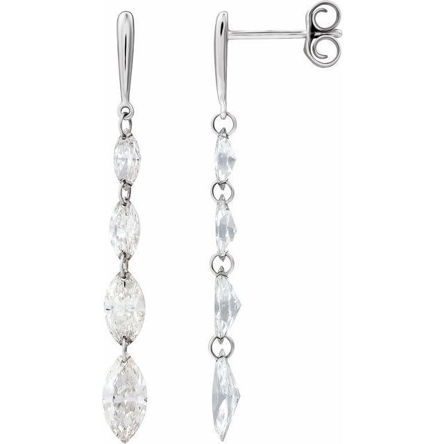 14K White Gold 1.50 CTW Marquise Lab Grown Diamond Drop Earrings