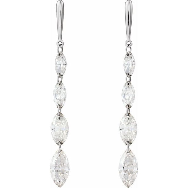 14K White Gold 1.50 CTW Marquise Lab Grown Diamond Drop Earrings