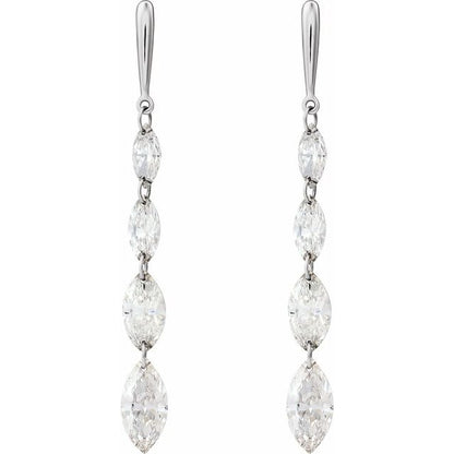 14K White Gold 1.50 CTW Marquise Lab Grown Diamond Drop Earrings