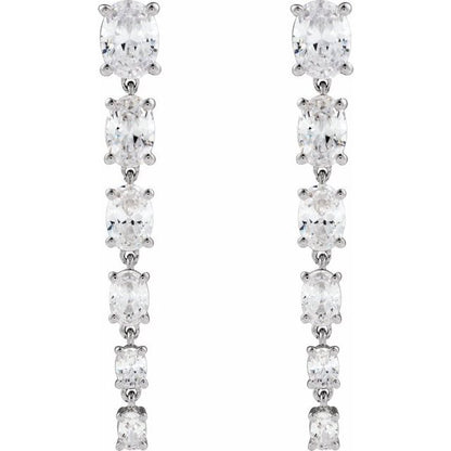 14K White Gold 3.25 CTW Oval Prong-Set Lab Grown Diamond Drop Earrings