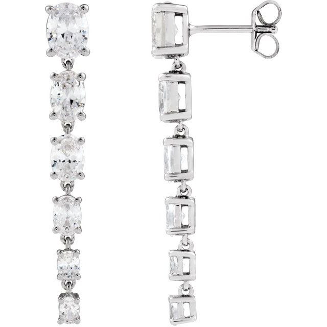 14K White Gold 3.25 CTW Oval Prong-Set Lab Grown Diamond Drop Earrings