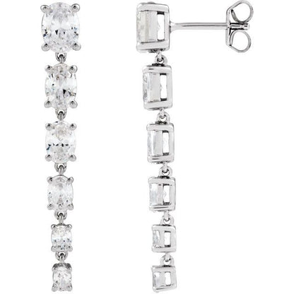 14K White Gold 3.25 CTW Oval Prong-Set Lab Grown Diamond Drop Earrings