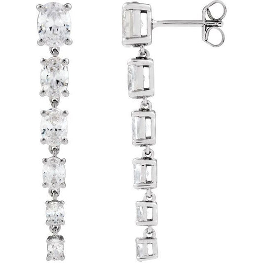 14K White Gold 3.25 CTW Oval Prong-Set Lab Grown Diamond Drop Earrings