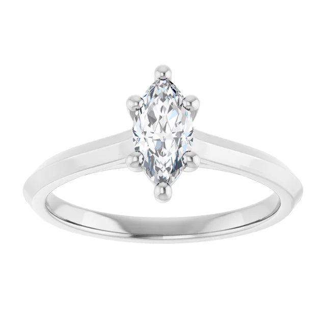 14K White Gold 0.5 CTW Marquise Diamond Engagement Ring