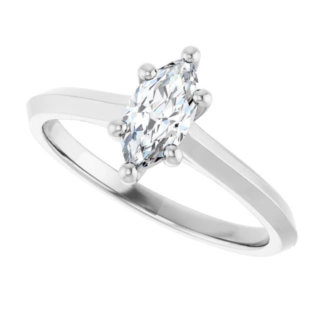 14K White Gold 0.5 CTW Marquise Diamond Engagement Ring