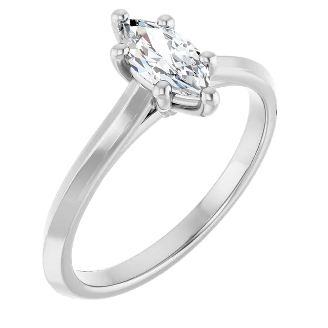 14K White Gold 0.5 CTW Marquise Diamond Engagement Ring