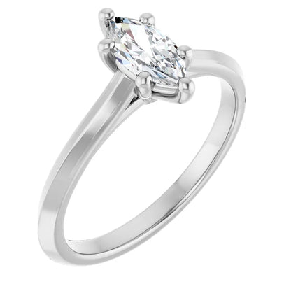 14K White Gold 0.5 CTW Marquise Diamond Engagement Ring