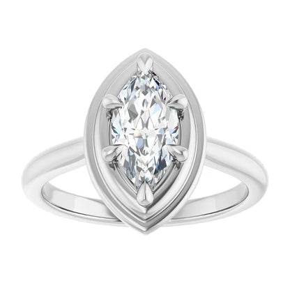 14K White Gold 1.03 CTW Marquise Bezel-Style Diamond Engagement Ring