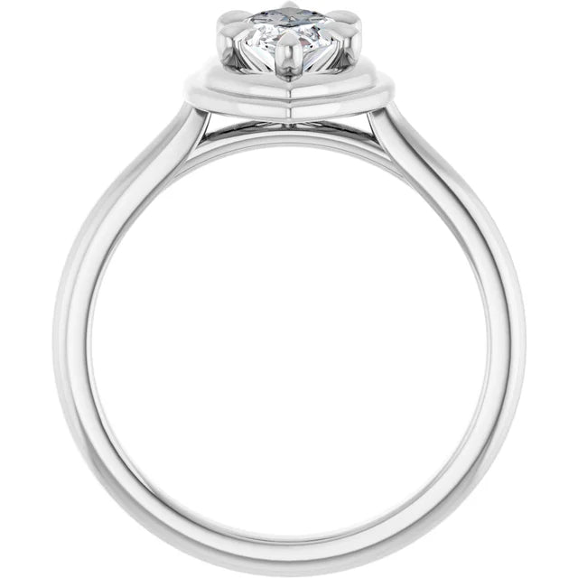 14K White Gold 1.03 CTW Marquise Bezel-Style Diamond Engagement Ring