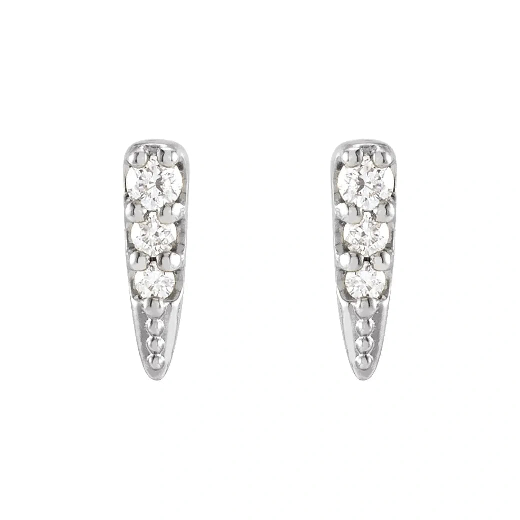 14K White Gold 1/20 CTW Diamond Tapered Bar Drop Earrings