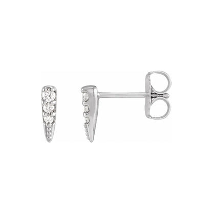 14K White Gold 1/20 CTW Diamond Tapered Bar Drop Earrings