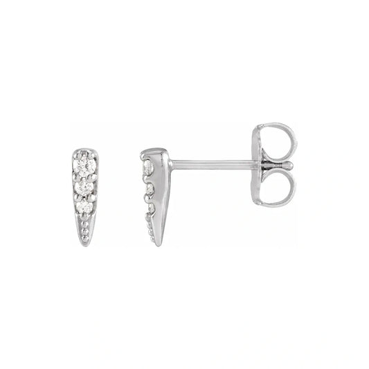 14K White Gold 1/20 CTW Diamond Tapered Bar Drop Earrings