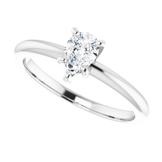 14K White Gold 0.70 CTW Pear 5-Prong Diamond Engagement Ring