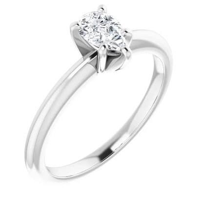 14K White Gold 0.70 CTW Pear 5-Prong Diamond Engagement Ring