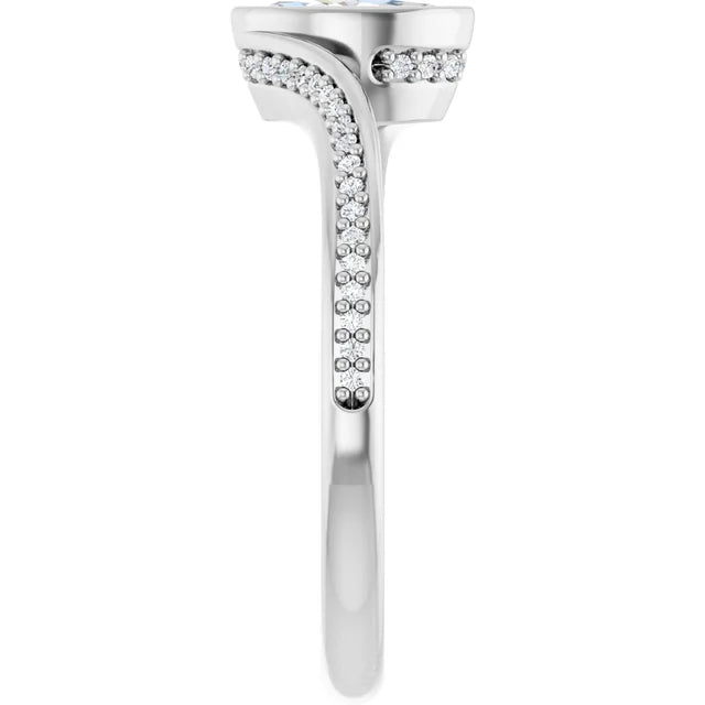 14K White Gold 0.41 CTW Marquise Cut Bezel Diamond Engagement Ring